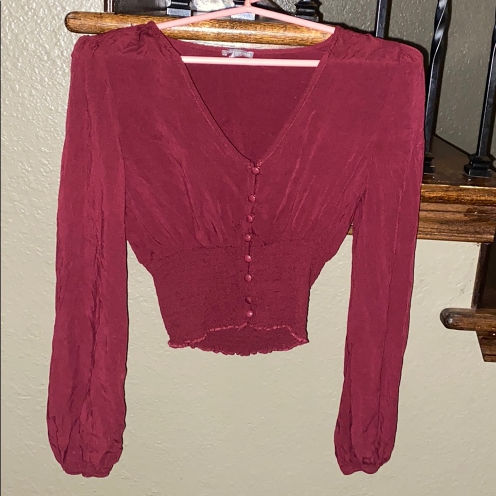 A dark red blouse
